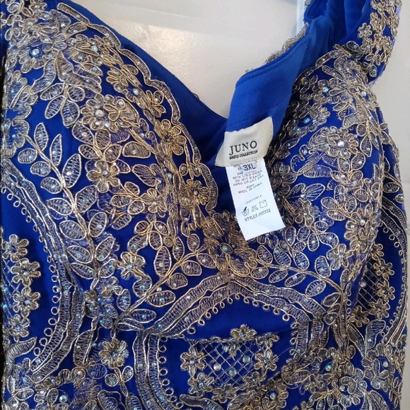 JUNO dress collection Royal Blue beaded bodice Plus Size floor length gown - Picture 4 of 5